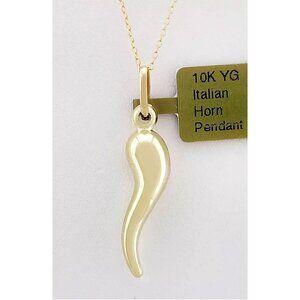 Italian Horn Pendant Solid 10k Yellow Gold